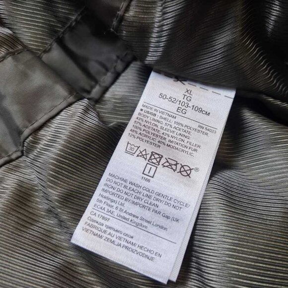 New XL Banana Republic water resistant parka with removable hood in olive - Picture 7 of 12